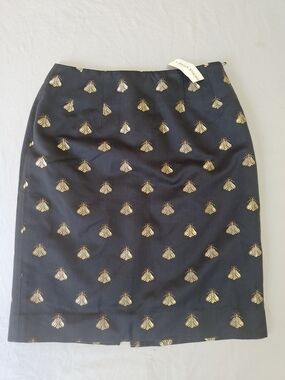 STEVEN STOLMAN Skirt 8 Embroidered Bee Gold Pencil Skirt